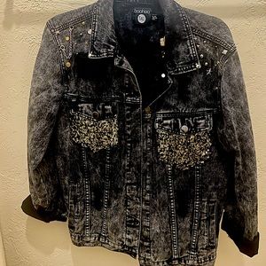Custom black denim jacket